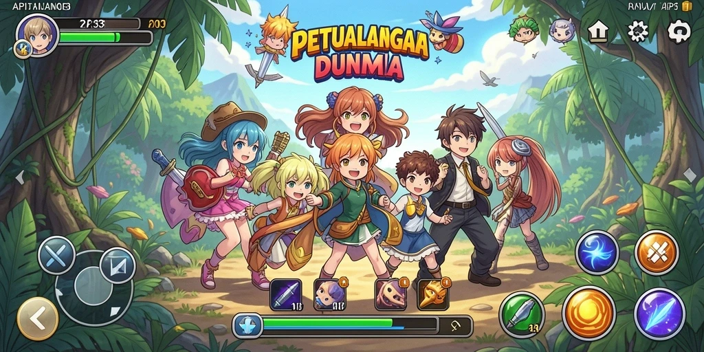 Gameplay seru dengan karakter anime ikonik.