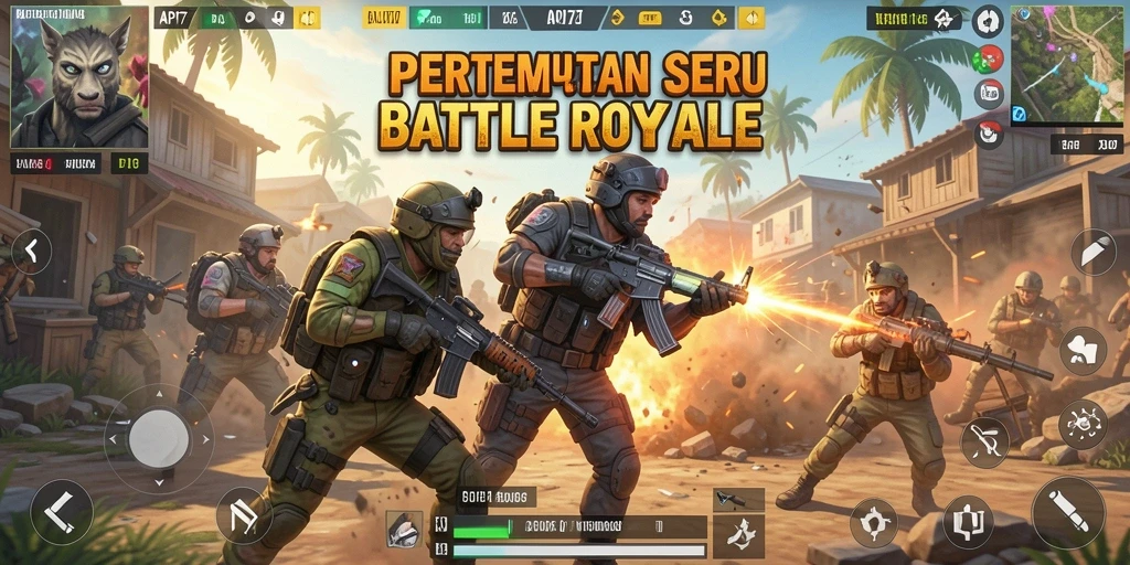 Tangkapan layar dari gameplay API77 yang menunjukkan aksi seru di Battle Royale.