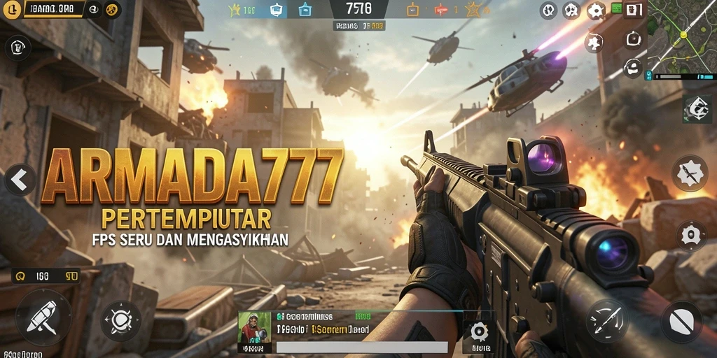 Screenshot gameplay ARMADA777 menampilkan aksi tembak-menembak yang intens dan strategis.