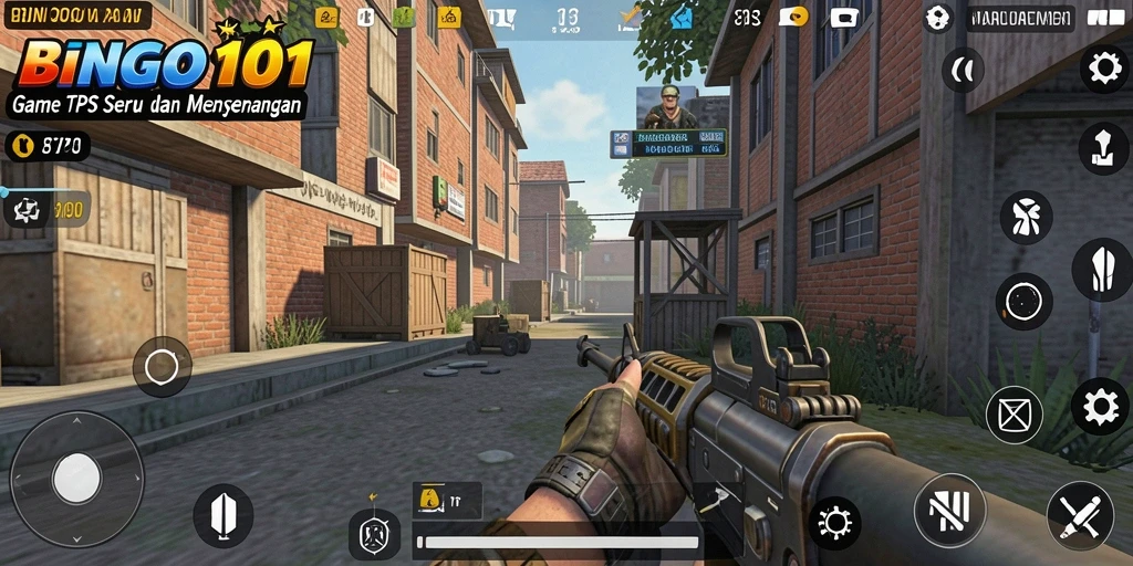 Screenshot gameplay BINGO101 dengan aksi TPS yang seru.