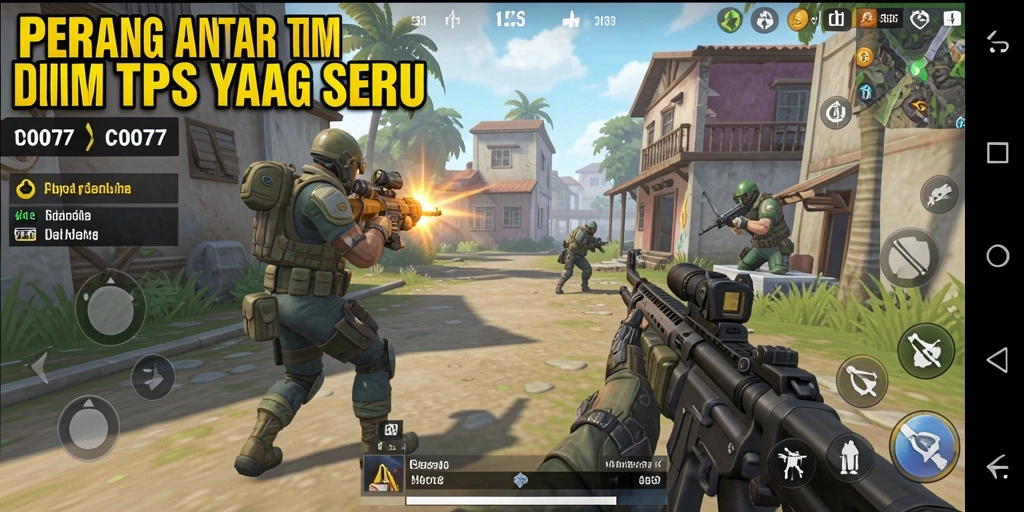 Screenshot C0077 menampilkan aksi intens dari gameplay TPS.