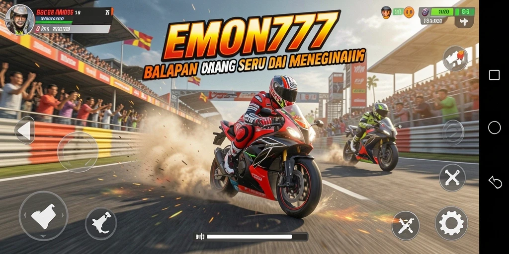 Gameplay menarik dari EMON777 dengan balapan motor yang cepat.