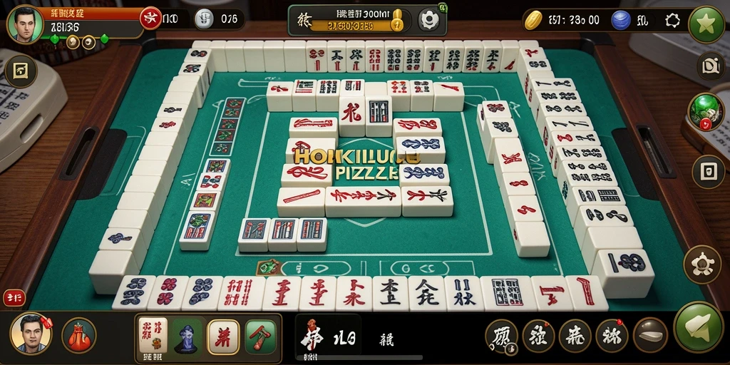Gameplay seru HOKILUCK dengan ubin Mahjong yang berwarna-warni.