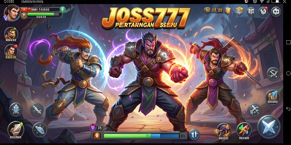 Gambaran aksi seru dalam pertarungan JOSS777 dengan karakter yang mengesankan.